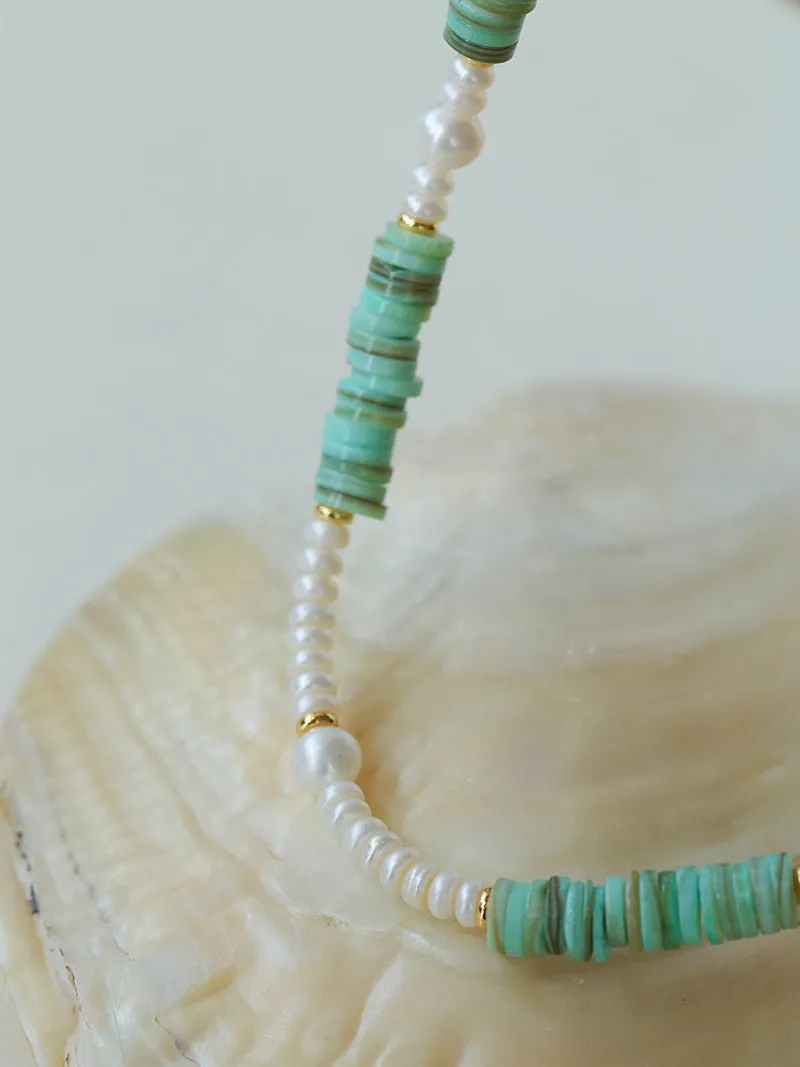 Green Shell Baroque Pearl Necklace