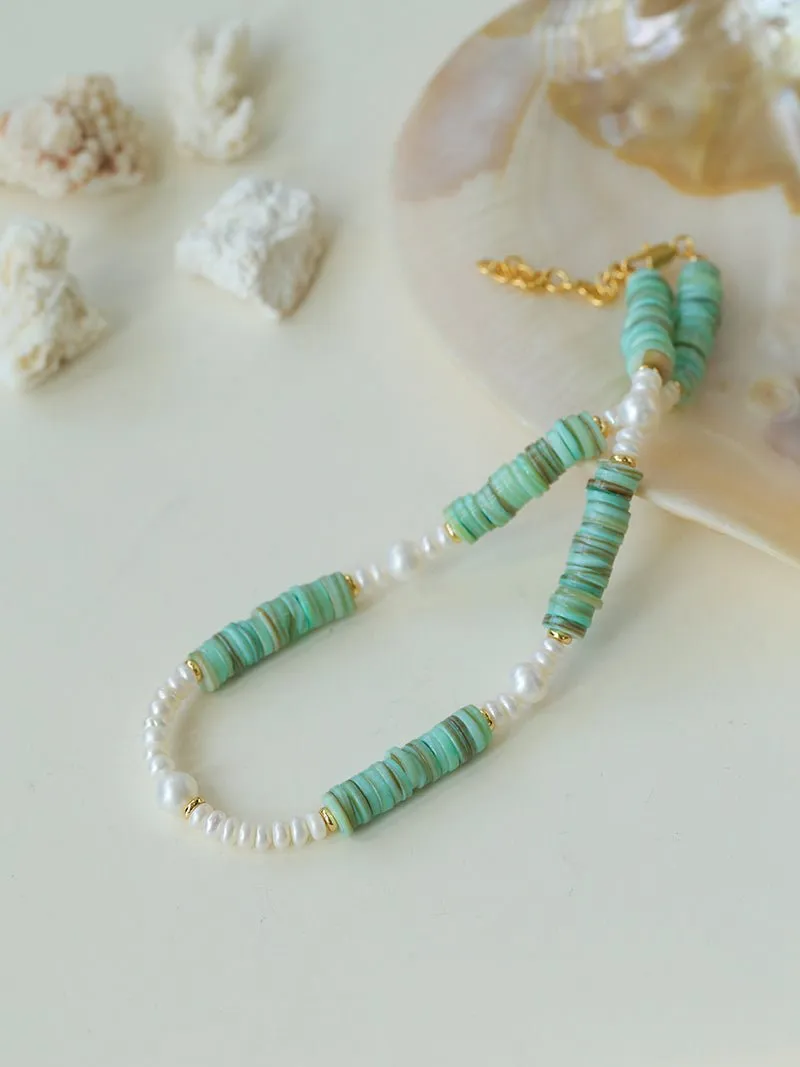 Green Shell Baroque Pearl Necklace