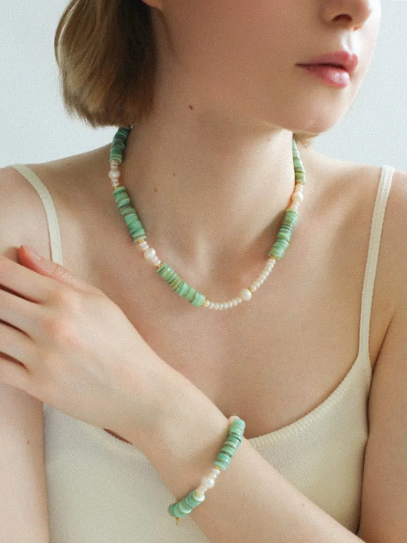 Green Shell Baroque Pearl Necklace