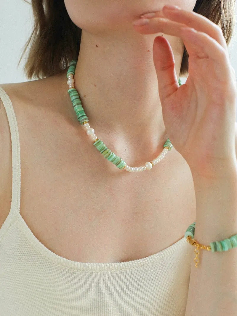 Green Shell Baroque Pearl Necklace