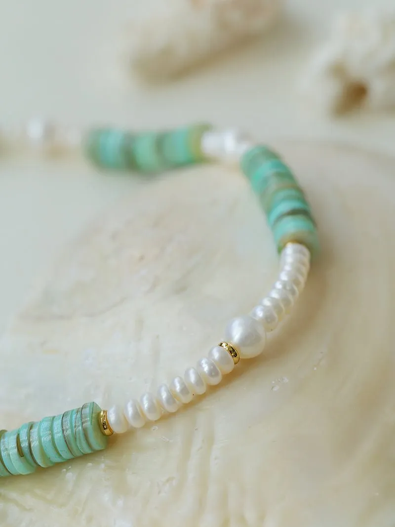 Green Shell Baroque Pearl Necklace