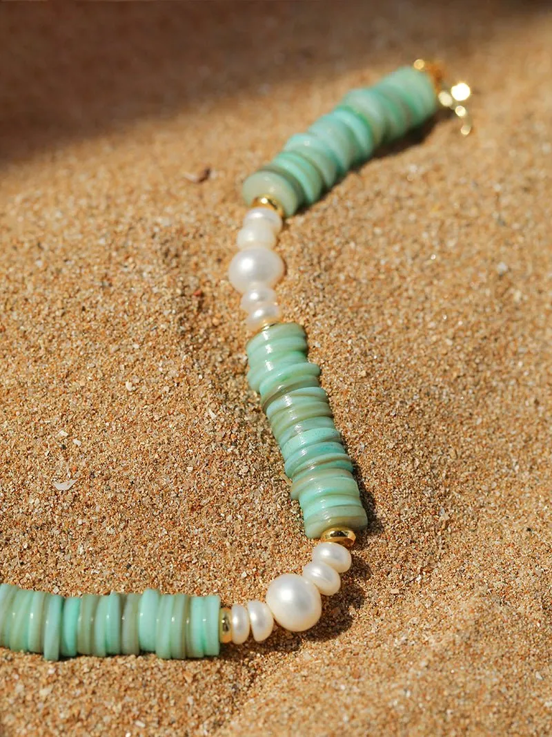 Green Shell Baroque Pearl Necklace