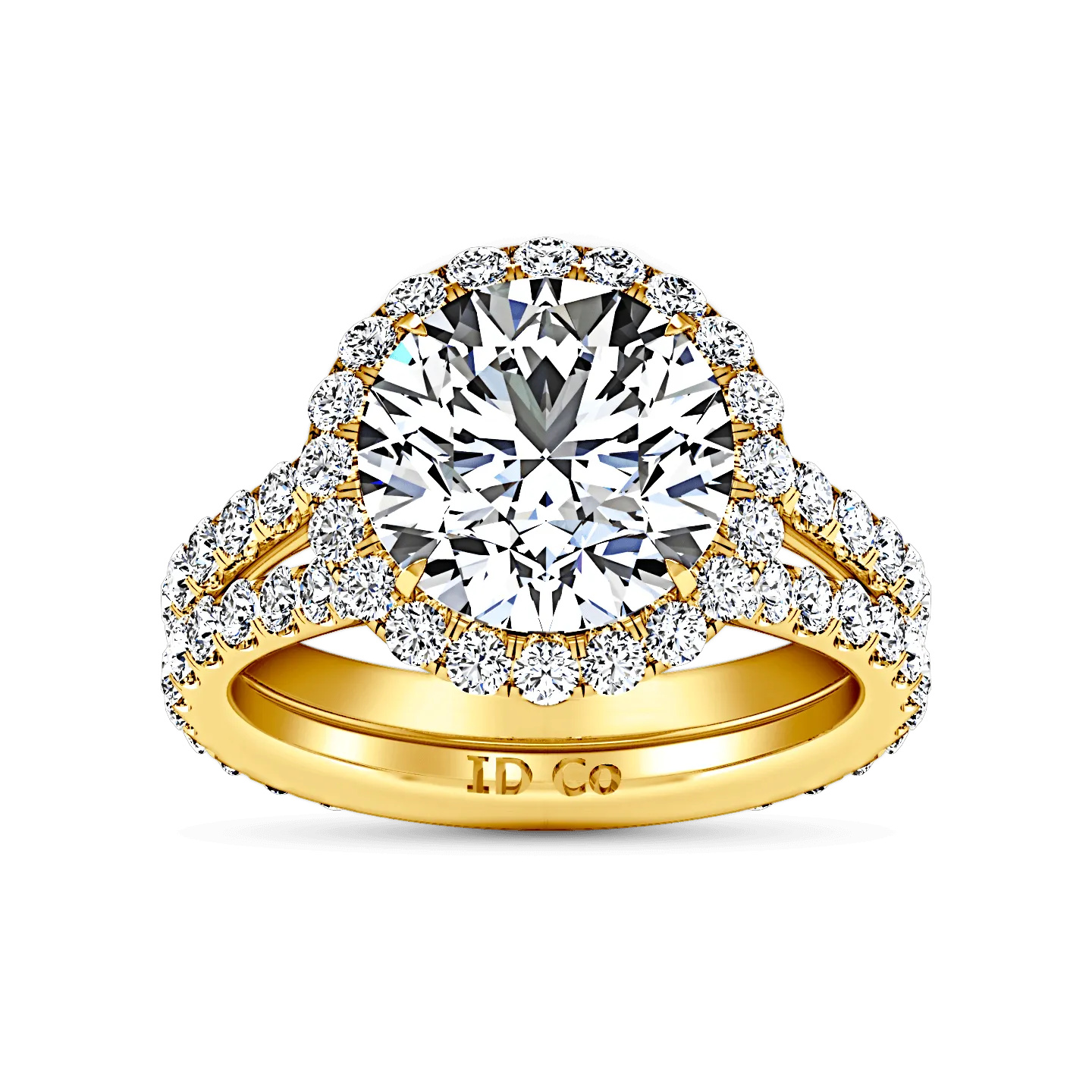 Halo Diamond  Engagement Ring Emotion 14K Yellow Gold