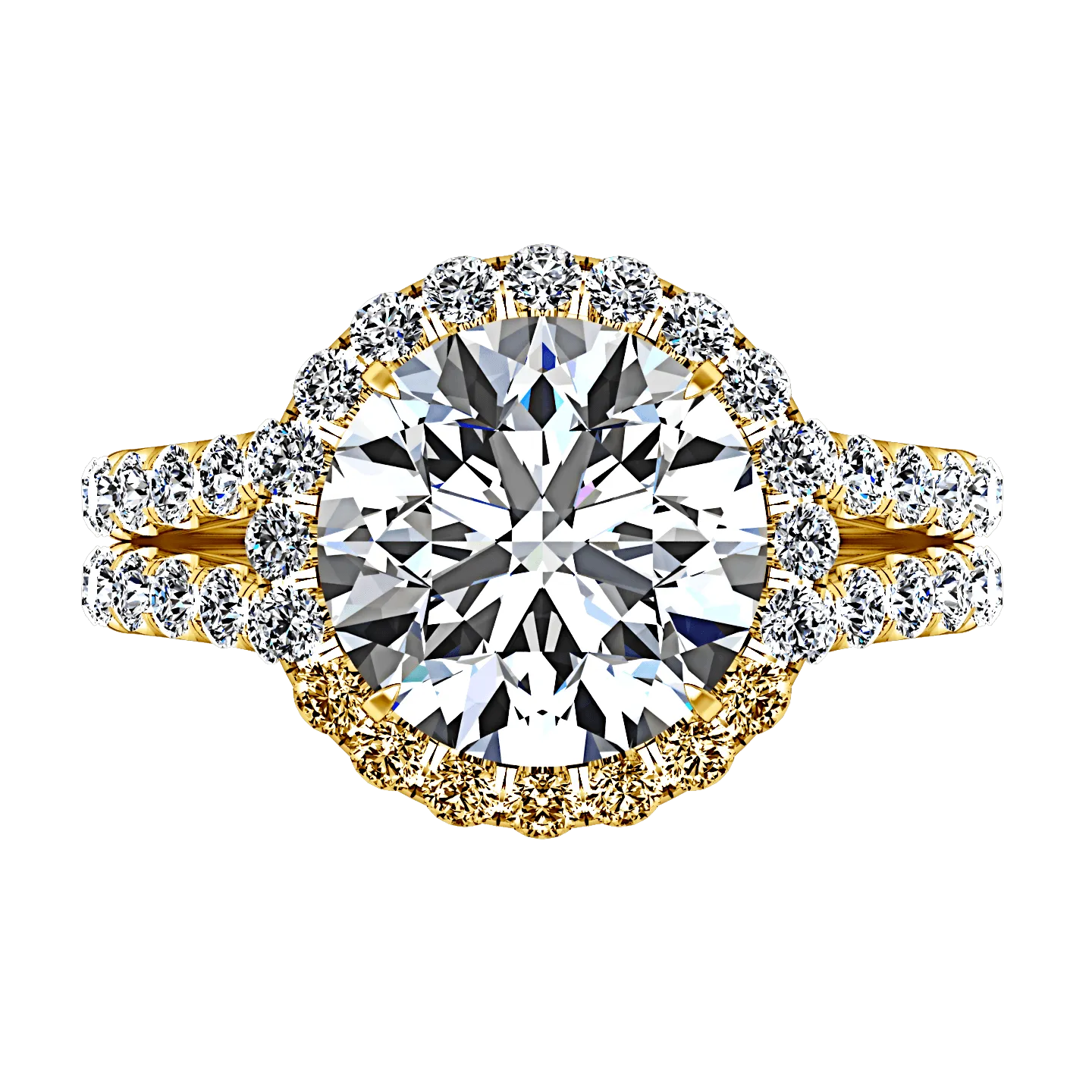 Halo Diamond  Engagement Ring Emotion 14K Yellow Gold