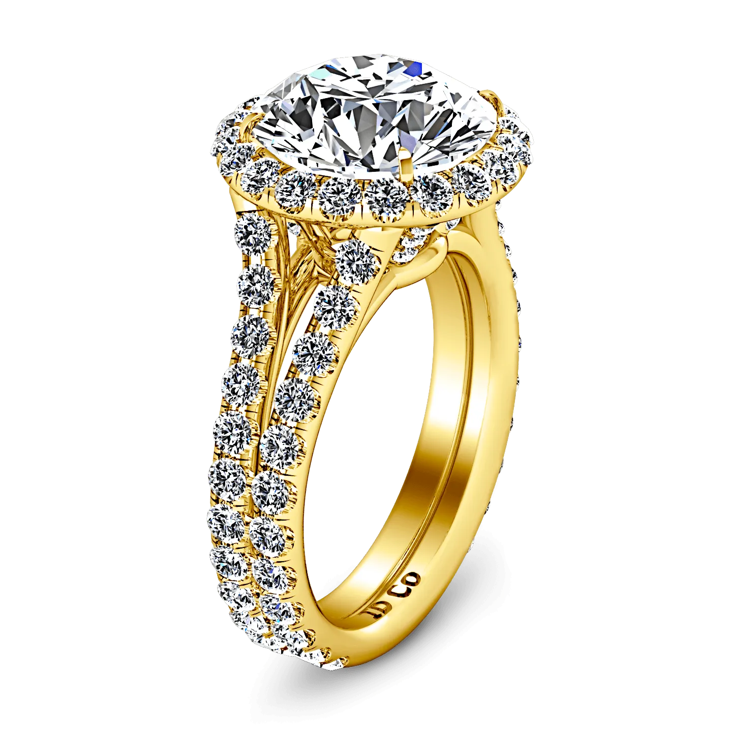 Halo Diamond  Engagement Ring Emotion 14K Yellow Gold