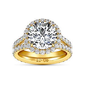 Halo Diamond  Engagement Ring Emotion 14K Yellow Gold