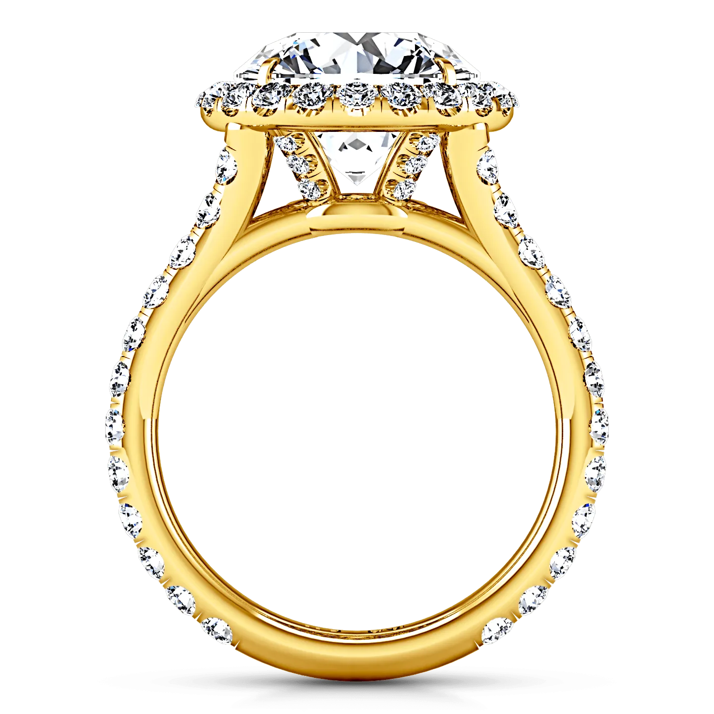 Halo Diamond  Engagement Ring Emotion 14K Yellow Gold