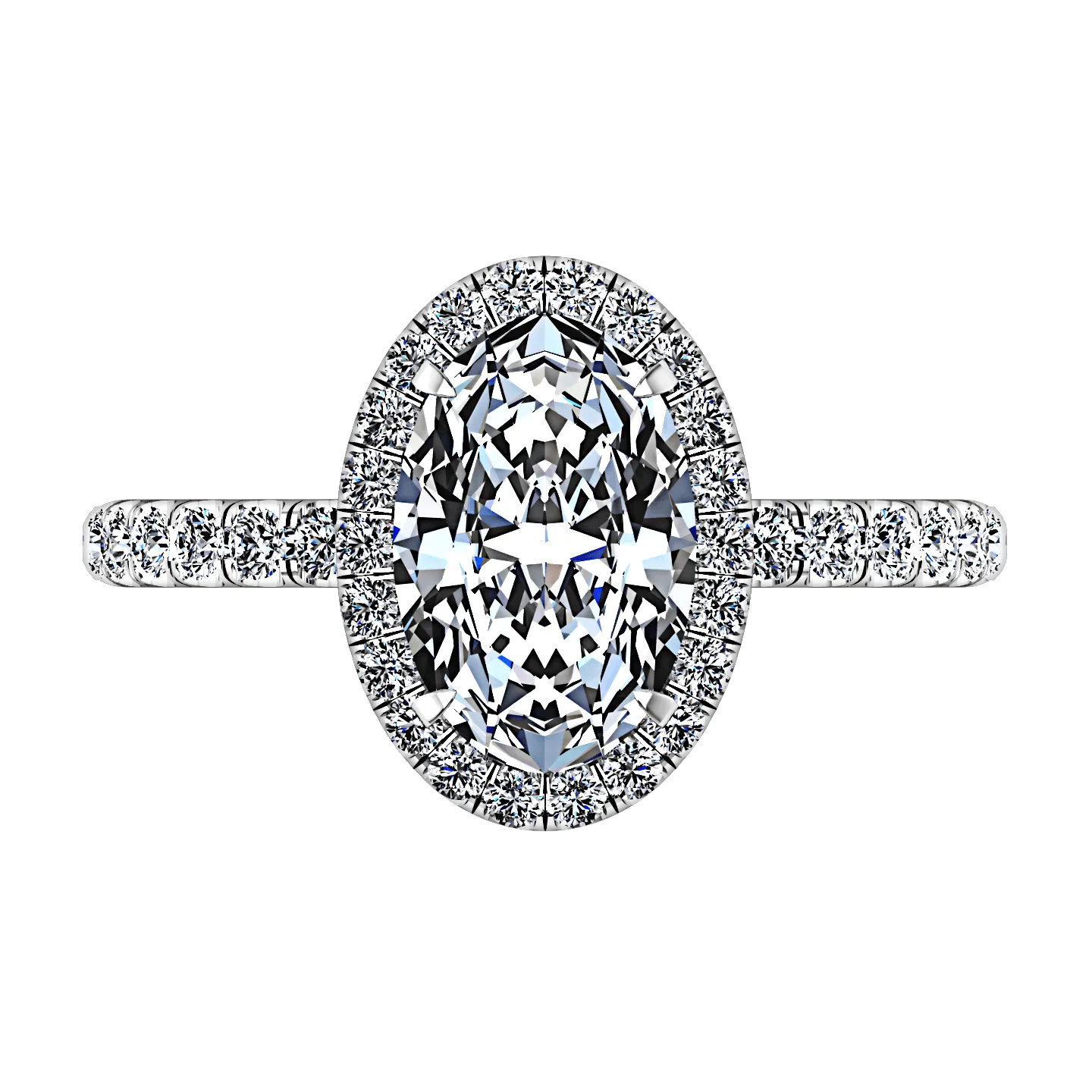 Halo Oval Diamond Engagement Ring Elsa 14K White Gold