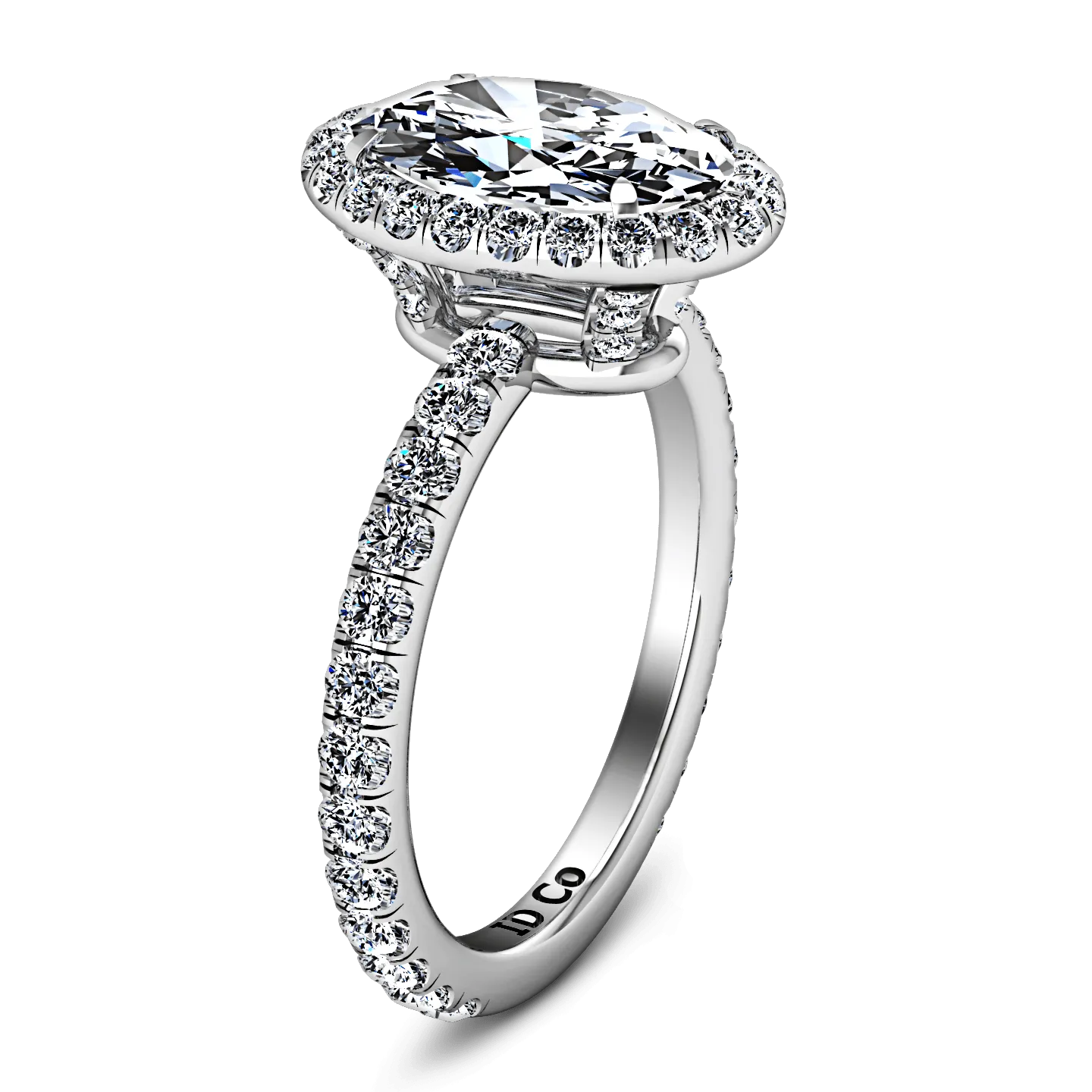 Halo Oval Diamond Engagement Ring Elsa 14K White Gold