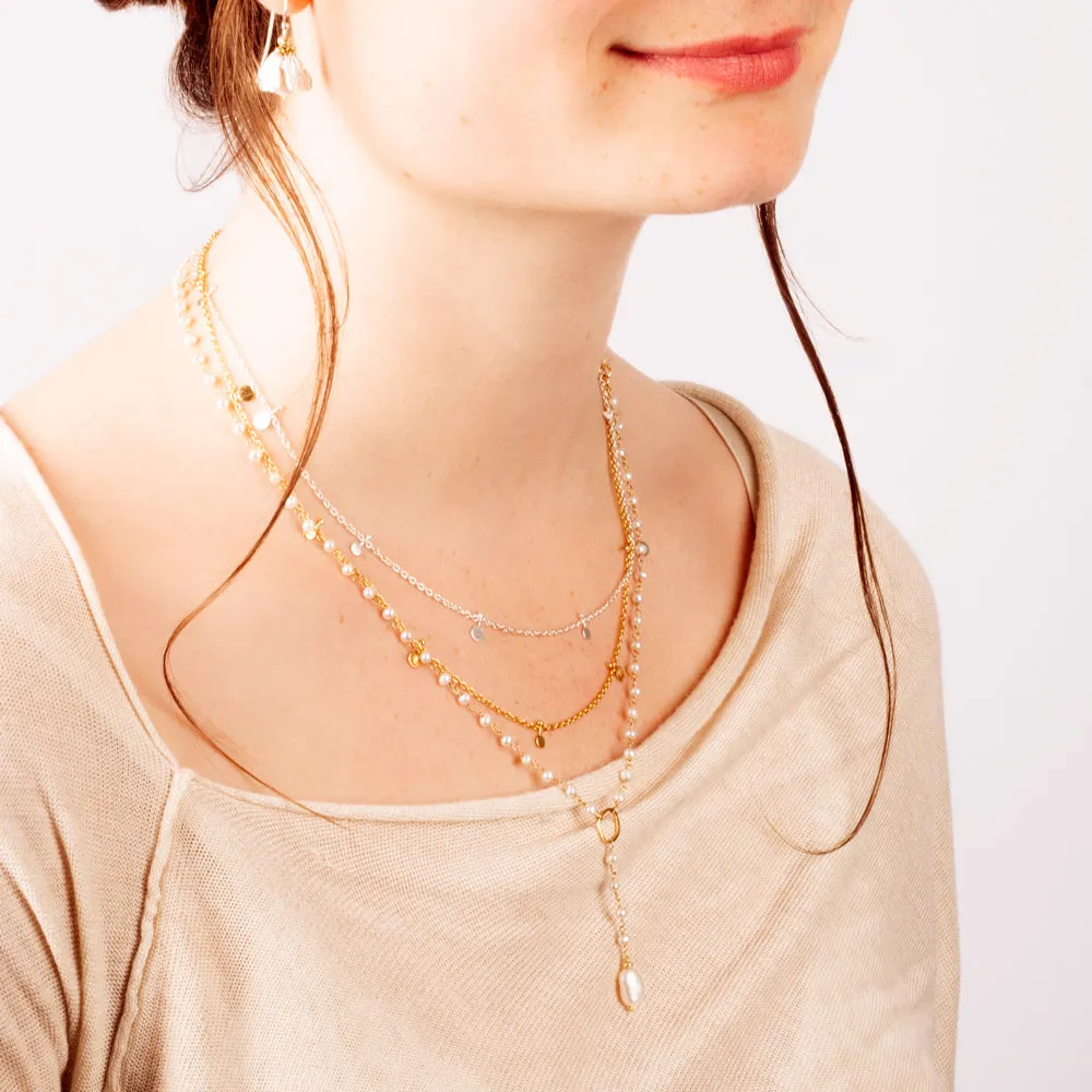 In My Orbit Necklace in Pearl & Gold