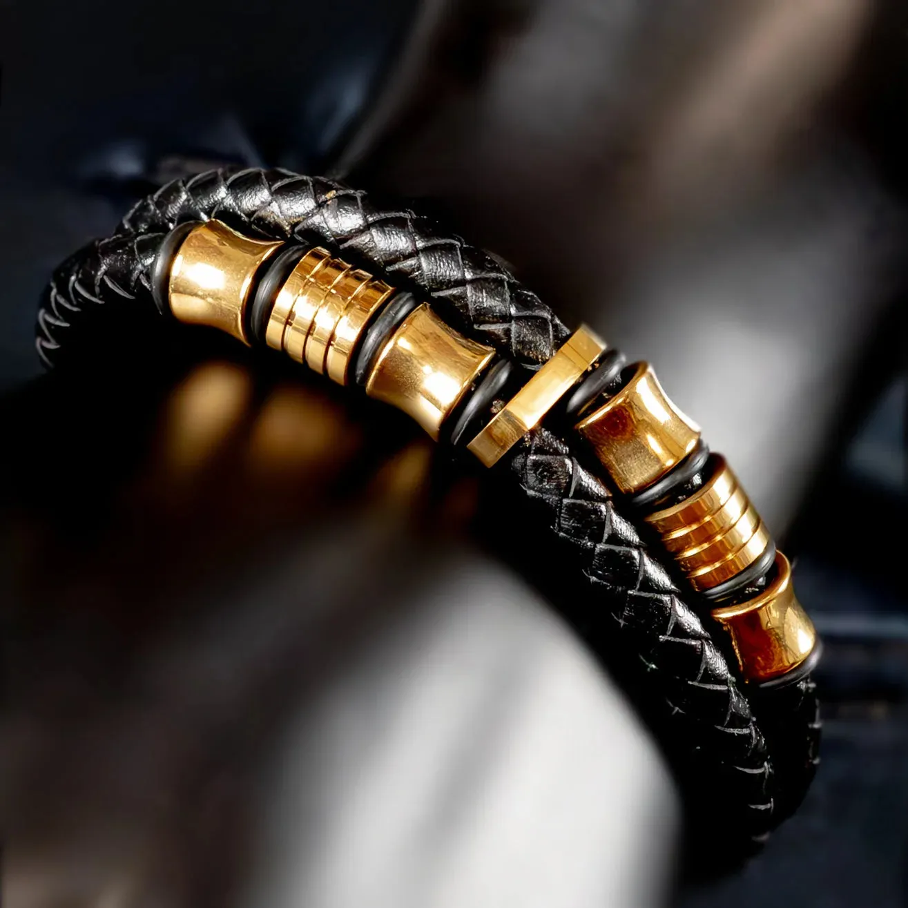 Isidoro Vintage Double Layer Leather Bracelet