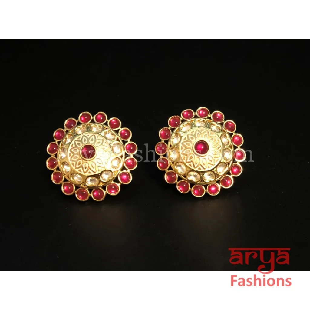 Kundan Meenakari Round Studs