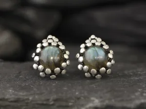 Labradorite Earrings - Vintage Labradorite Earrings - Pinecone Earrings