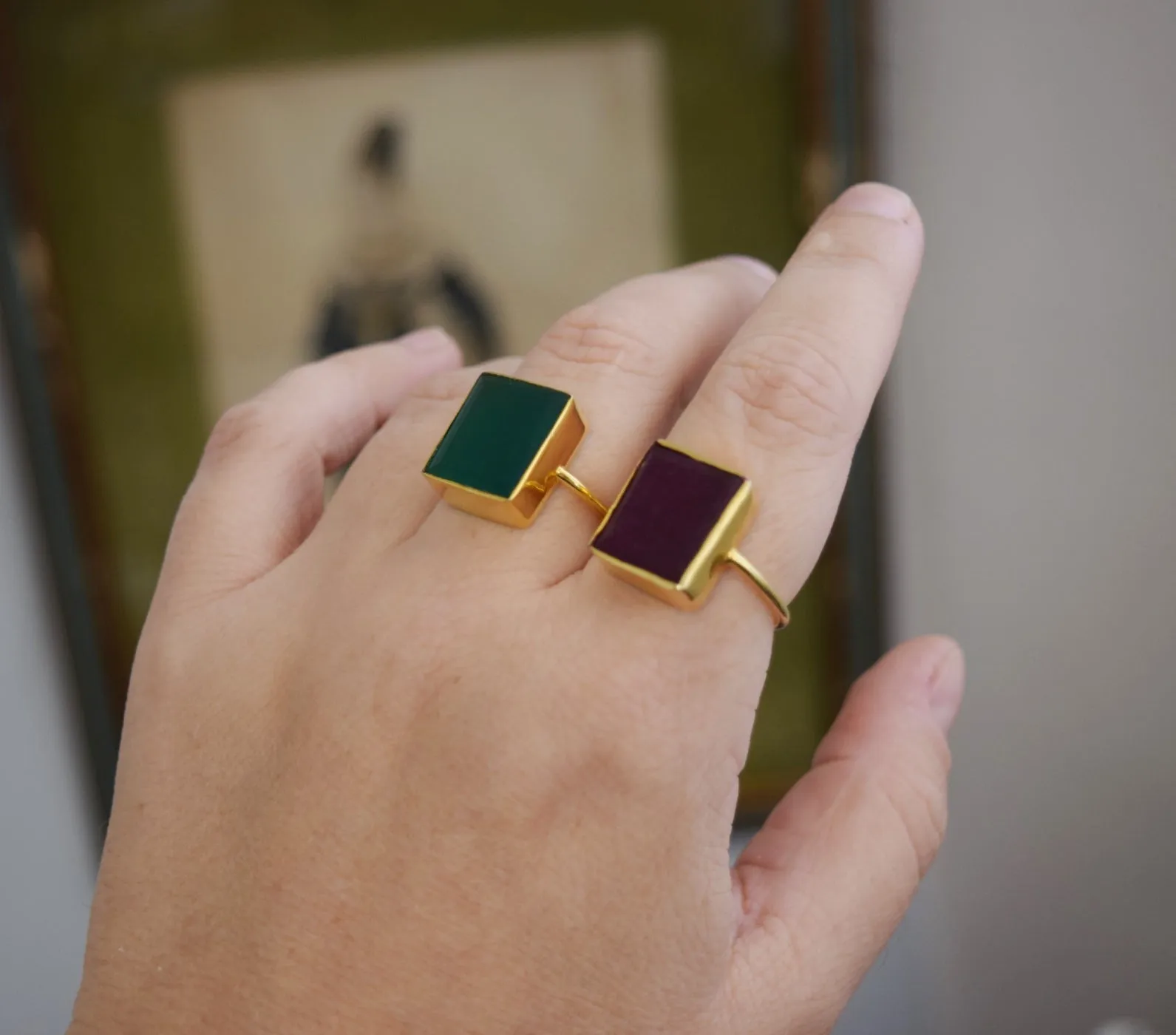 Large Raw Ruby and Vermeil Ring