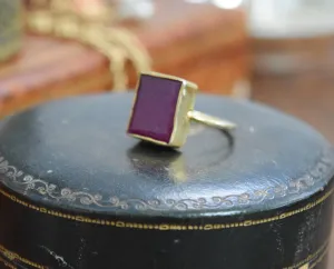 Large Raw Ruby and Vermeil Ring