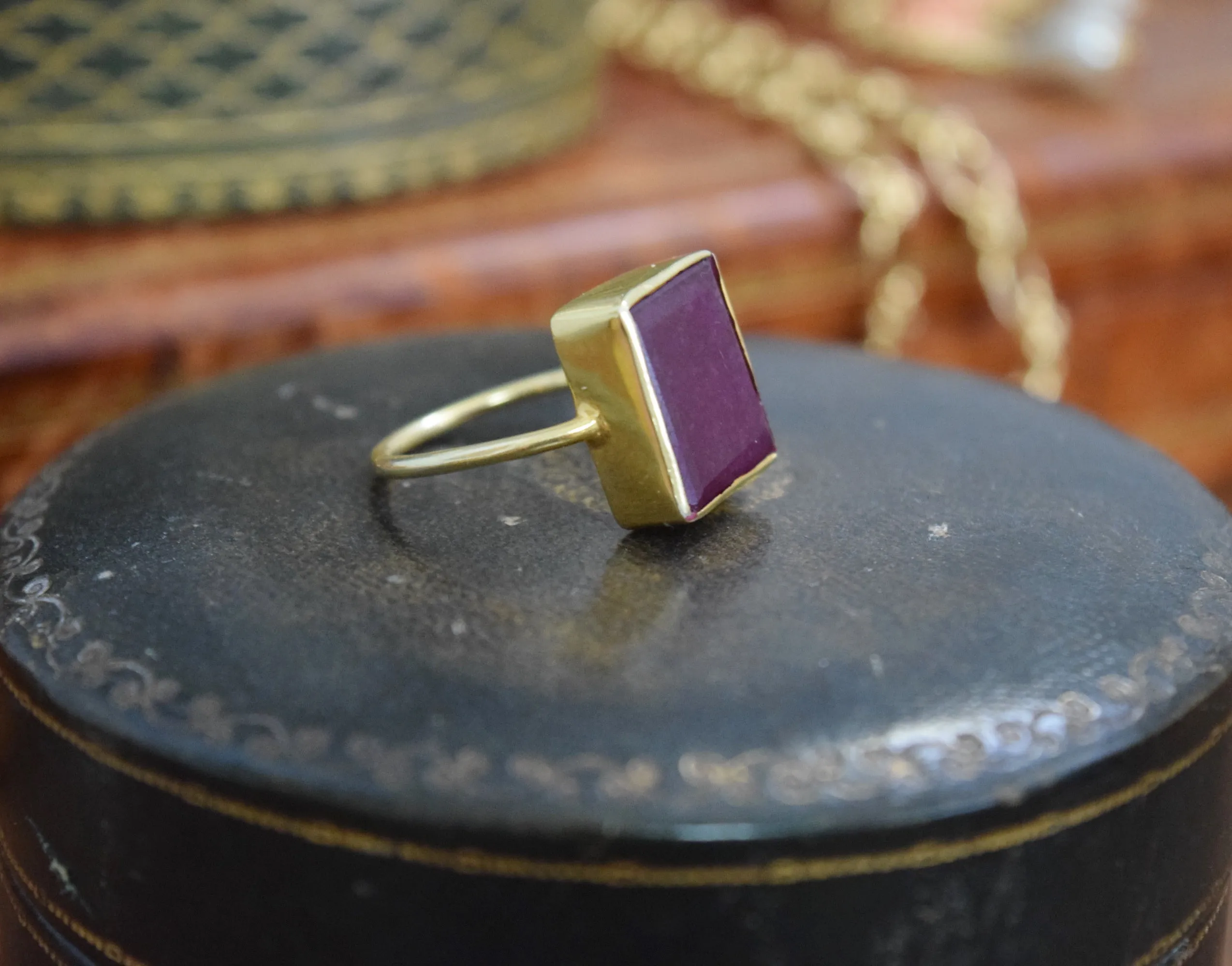 Large Raw Ruby and Vermeil Ring