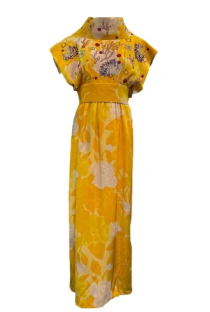 Libertine/Norman Norell Contemporary/1960s Yellow Floral Jacquard Super Embellished Gown