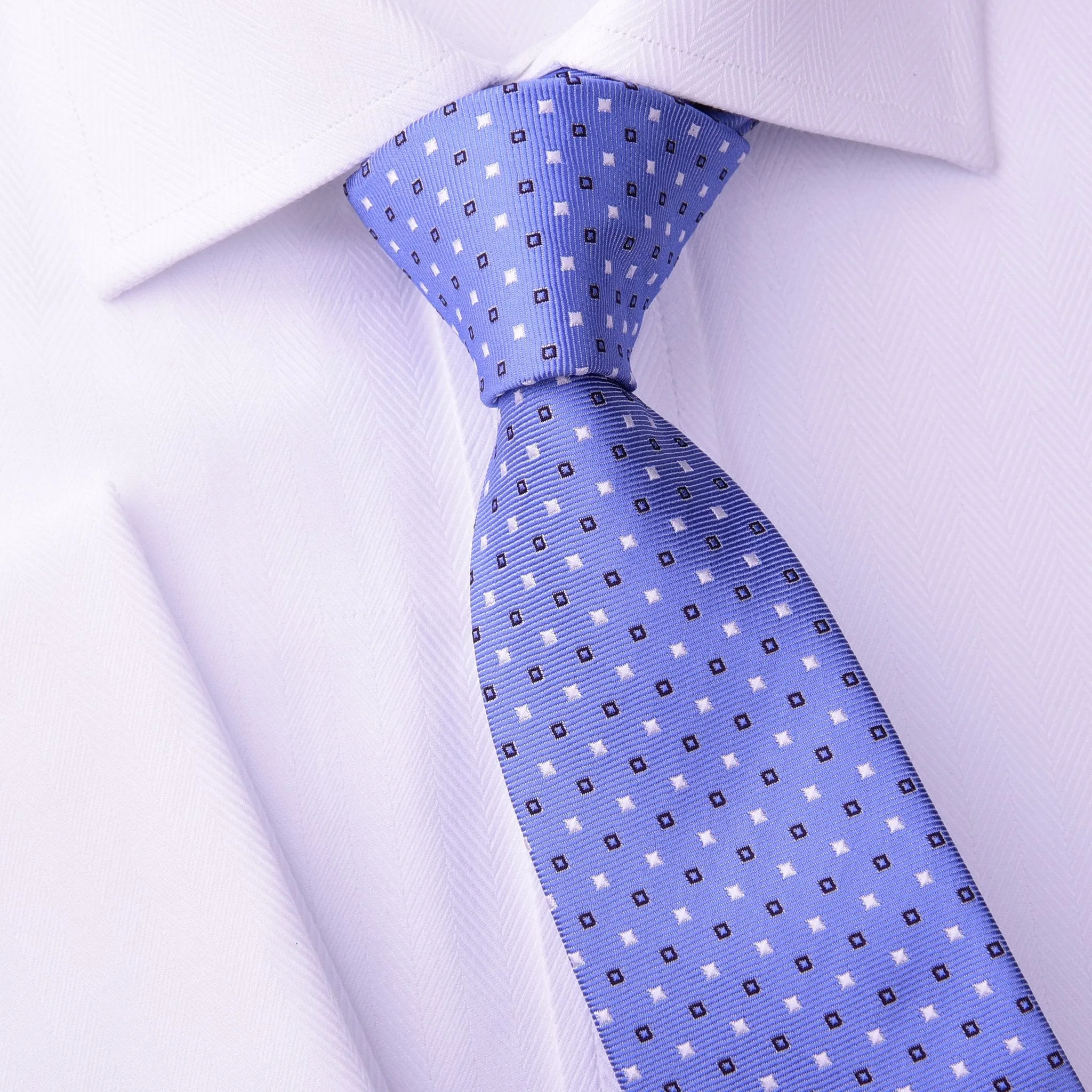 Light Blue Skinny Woven Tie with Contrast Studs Luxury Fashion 3"