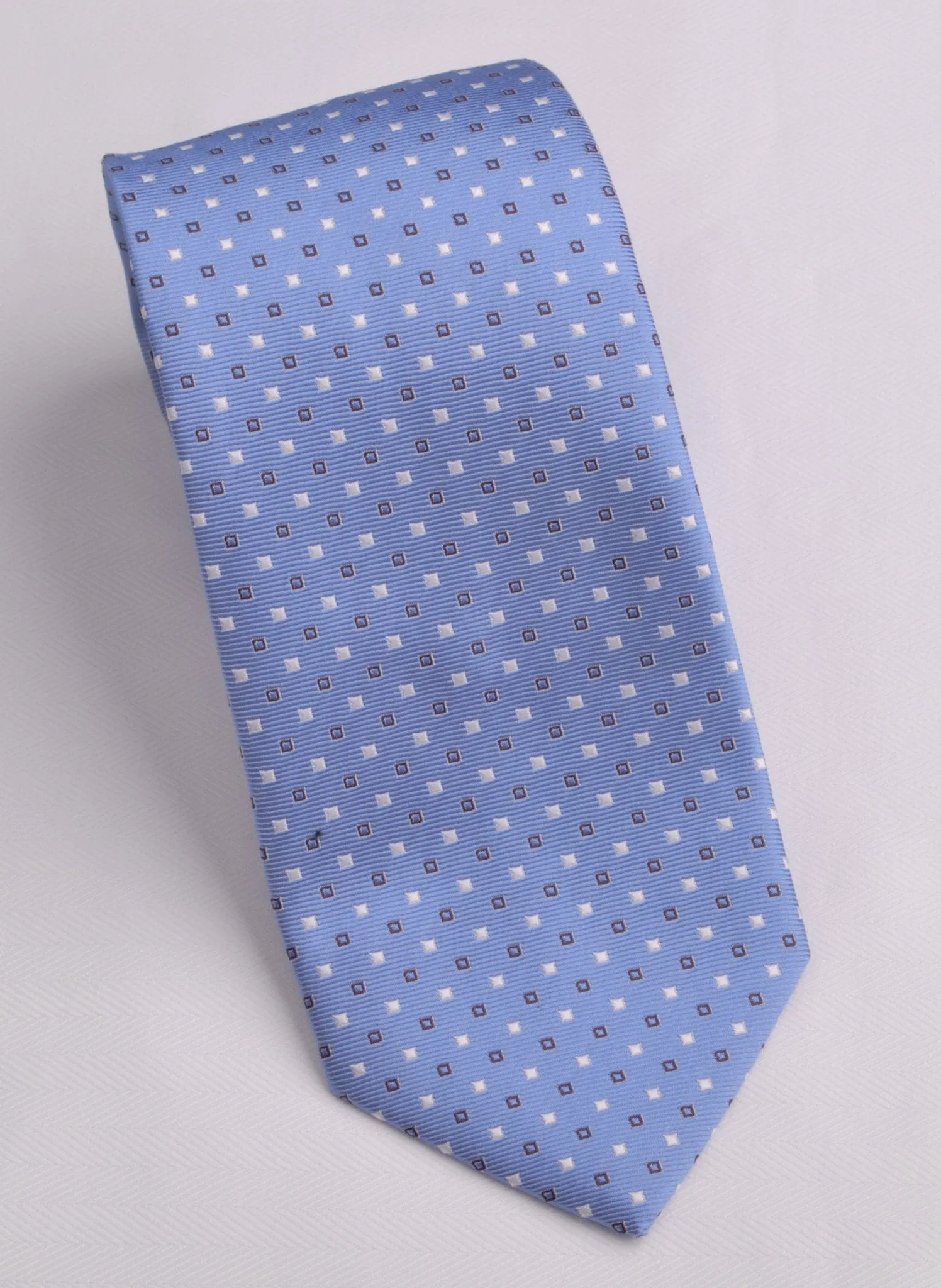 Light Blue Skinny Woven Tie with Contrast Studs Luxury Fashion 3"