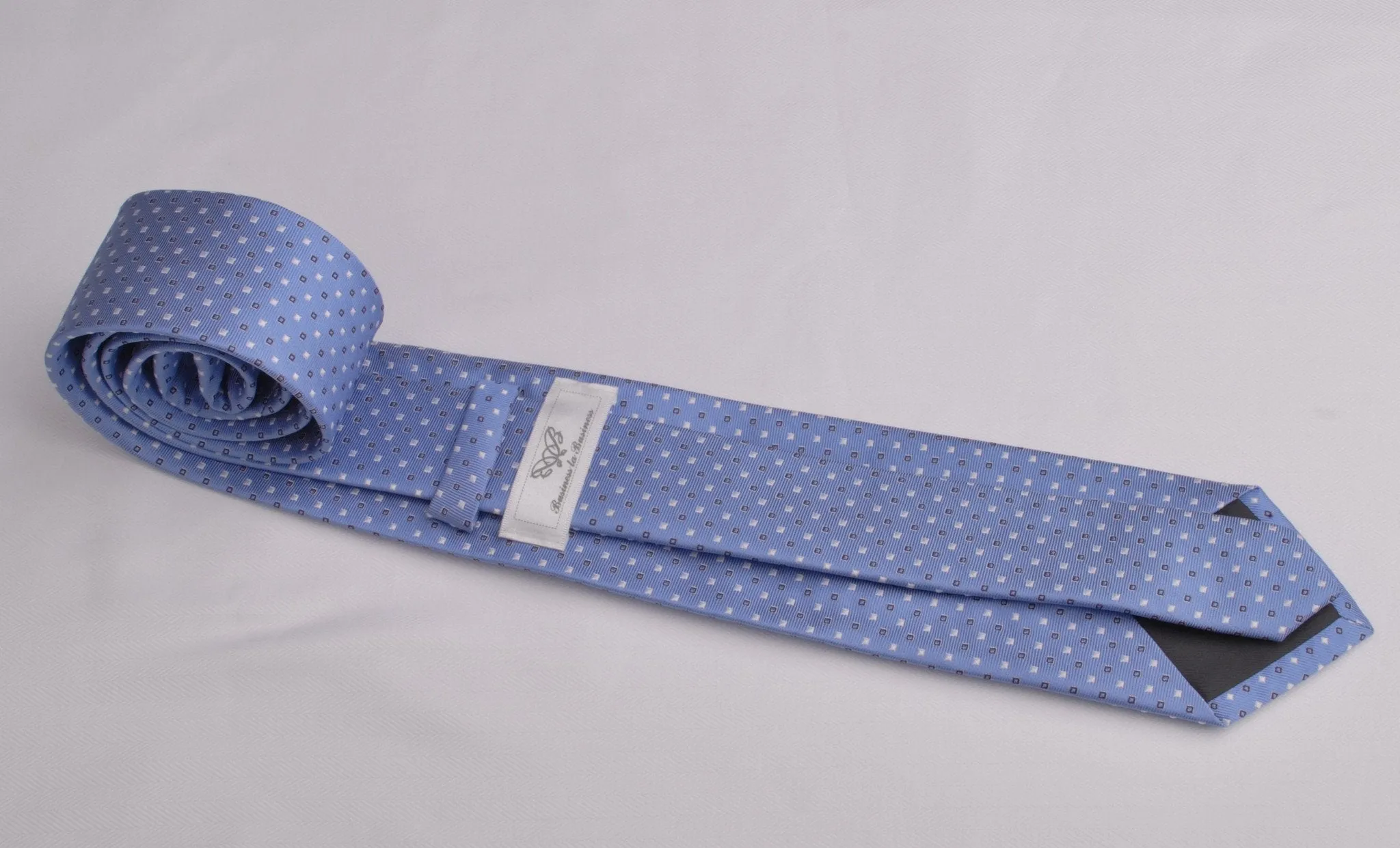 Light Blue Skinny Woven Tie with Contrast Studs Luxury Fashion 3"