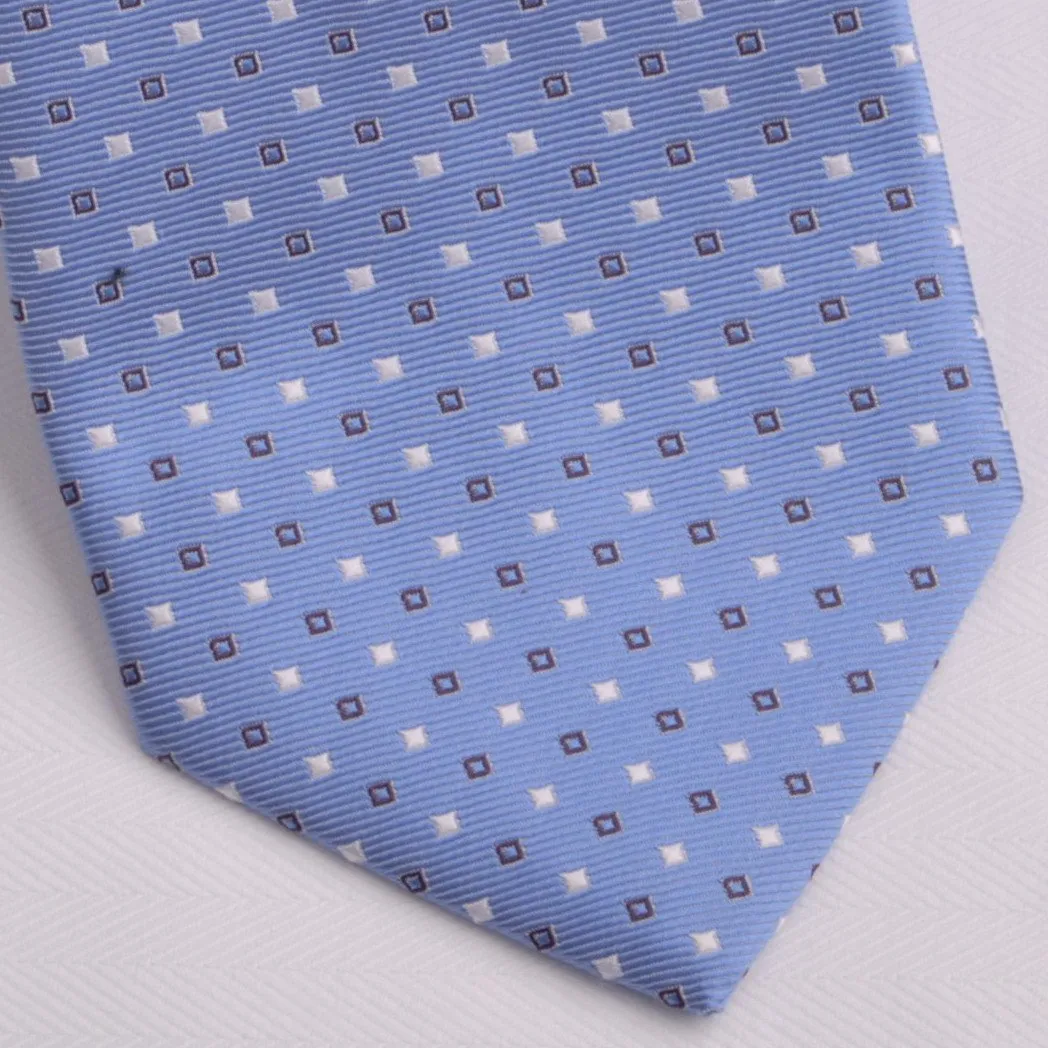 Light Blue Skinny Woven Tie with Contrast Studs Luxury Fashion 3"