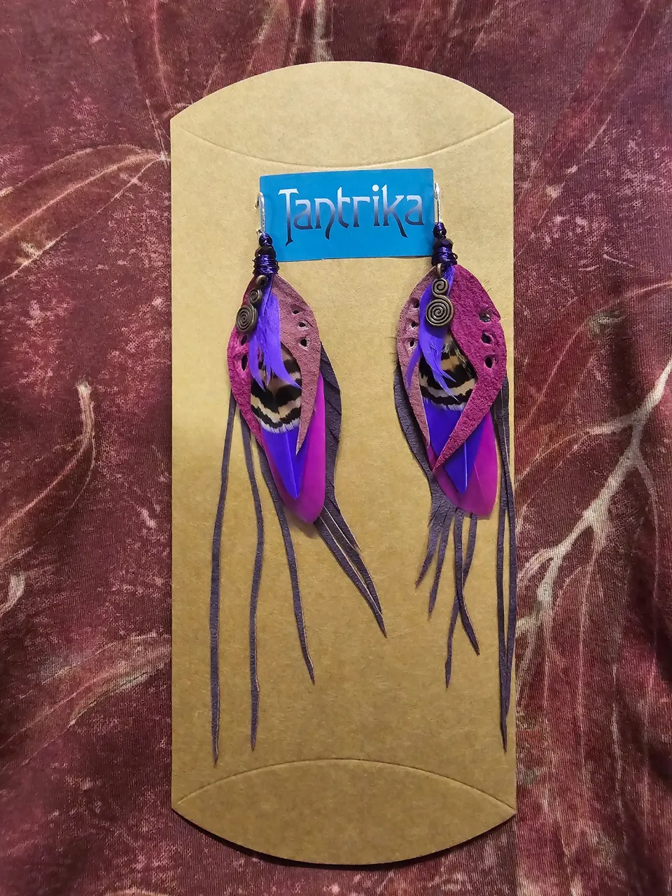 Lily Feather & Leather Earrings