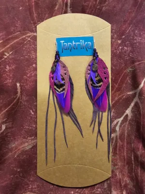 Lily Feather & Leather Earrings