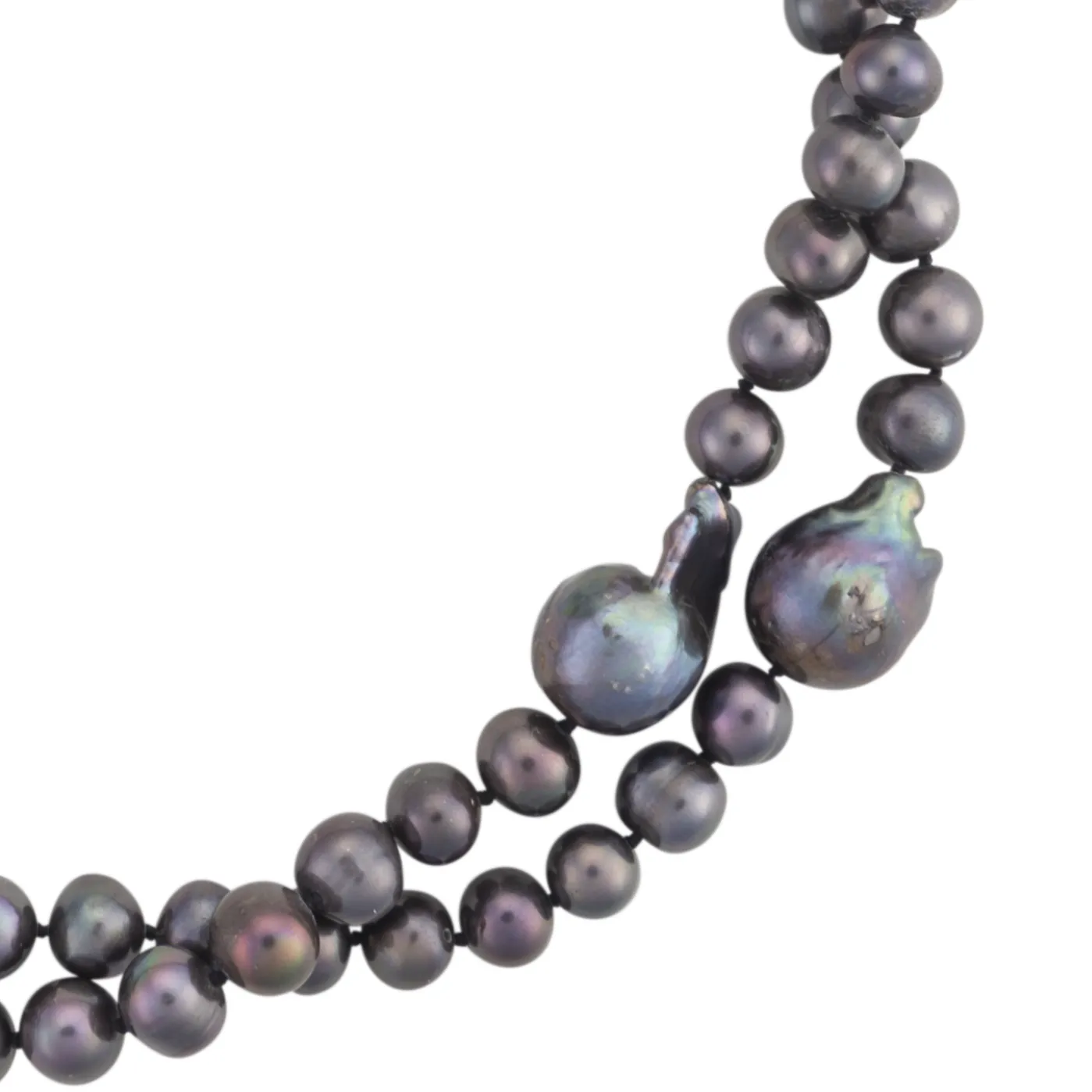 Long biwa pearl necklace