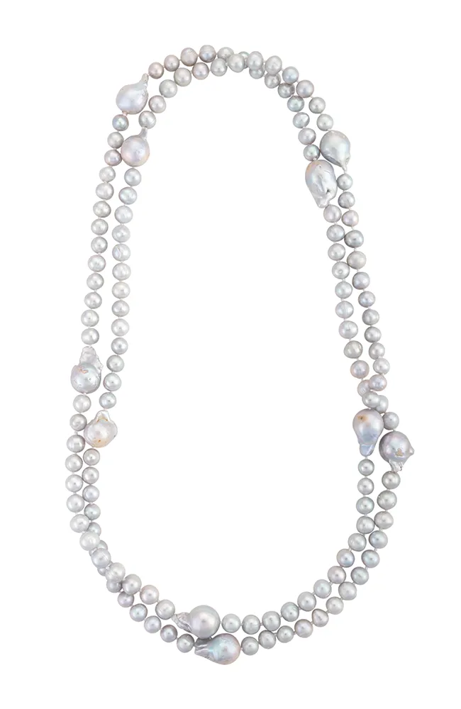 Long biwa pearl necklace