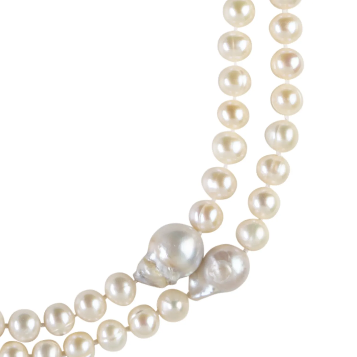 Long biwa pearl necklace