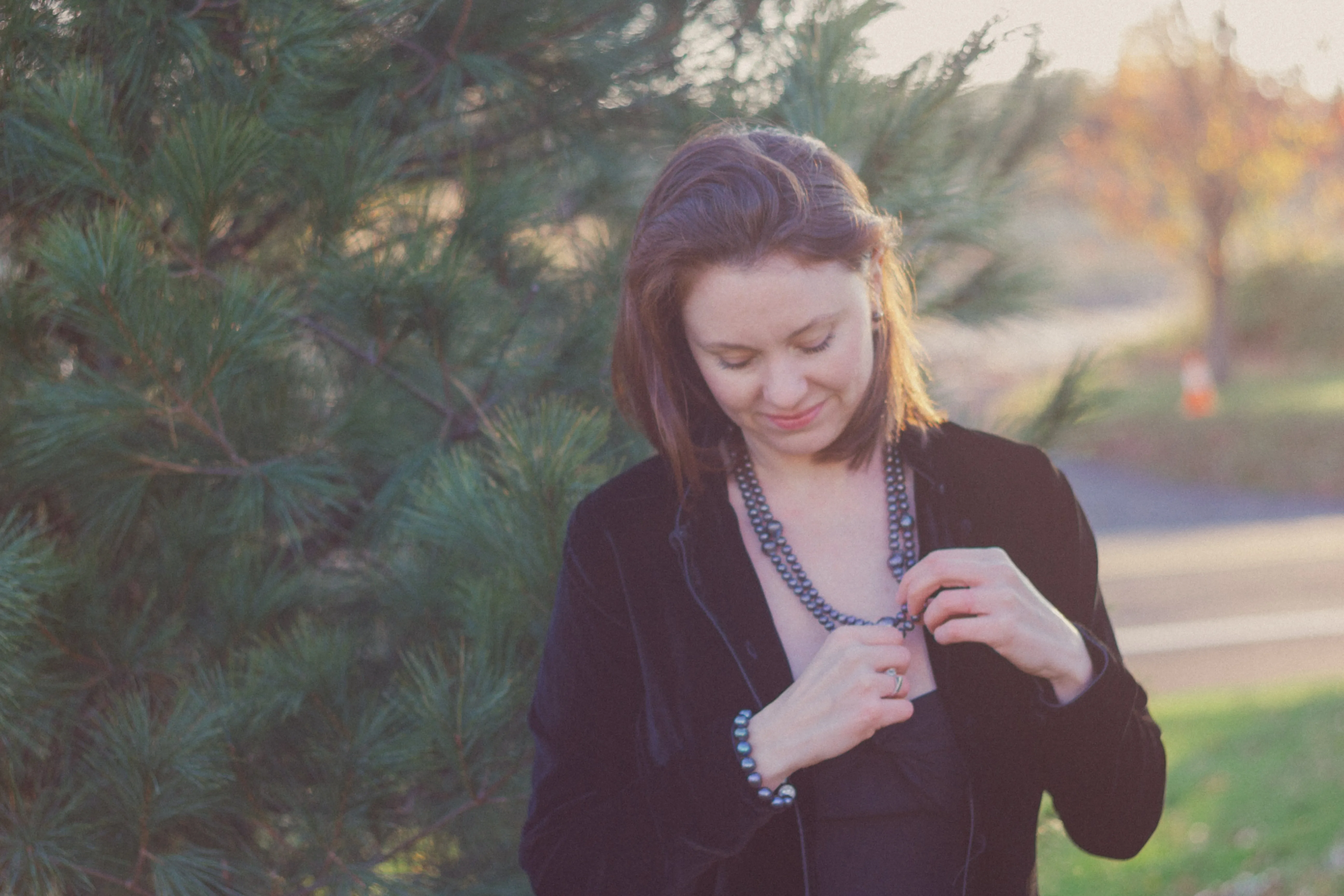 Long biwa pearl necklace