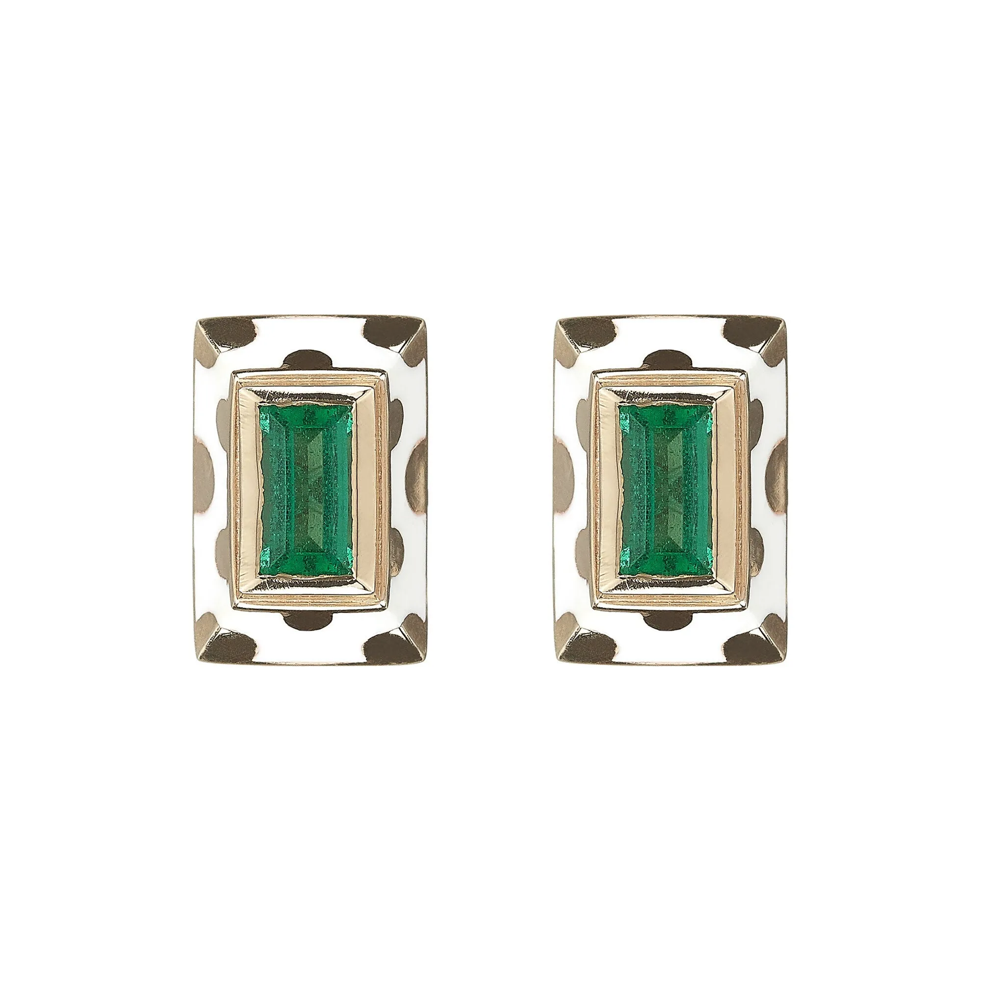 Memphis dot baguette studs