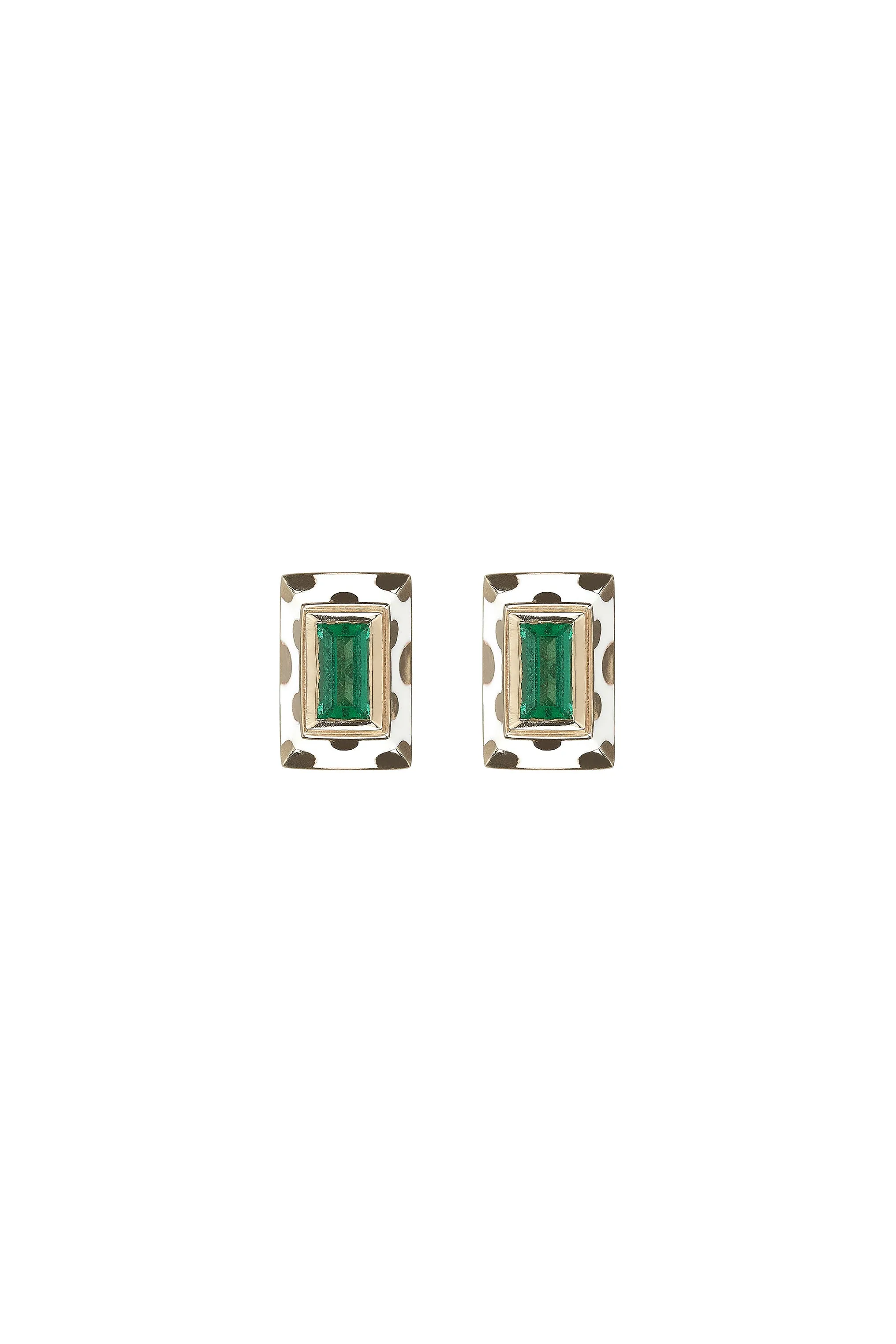 Memphis dot baguette studs