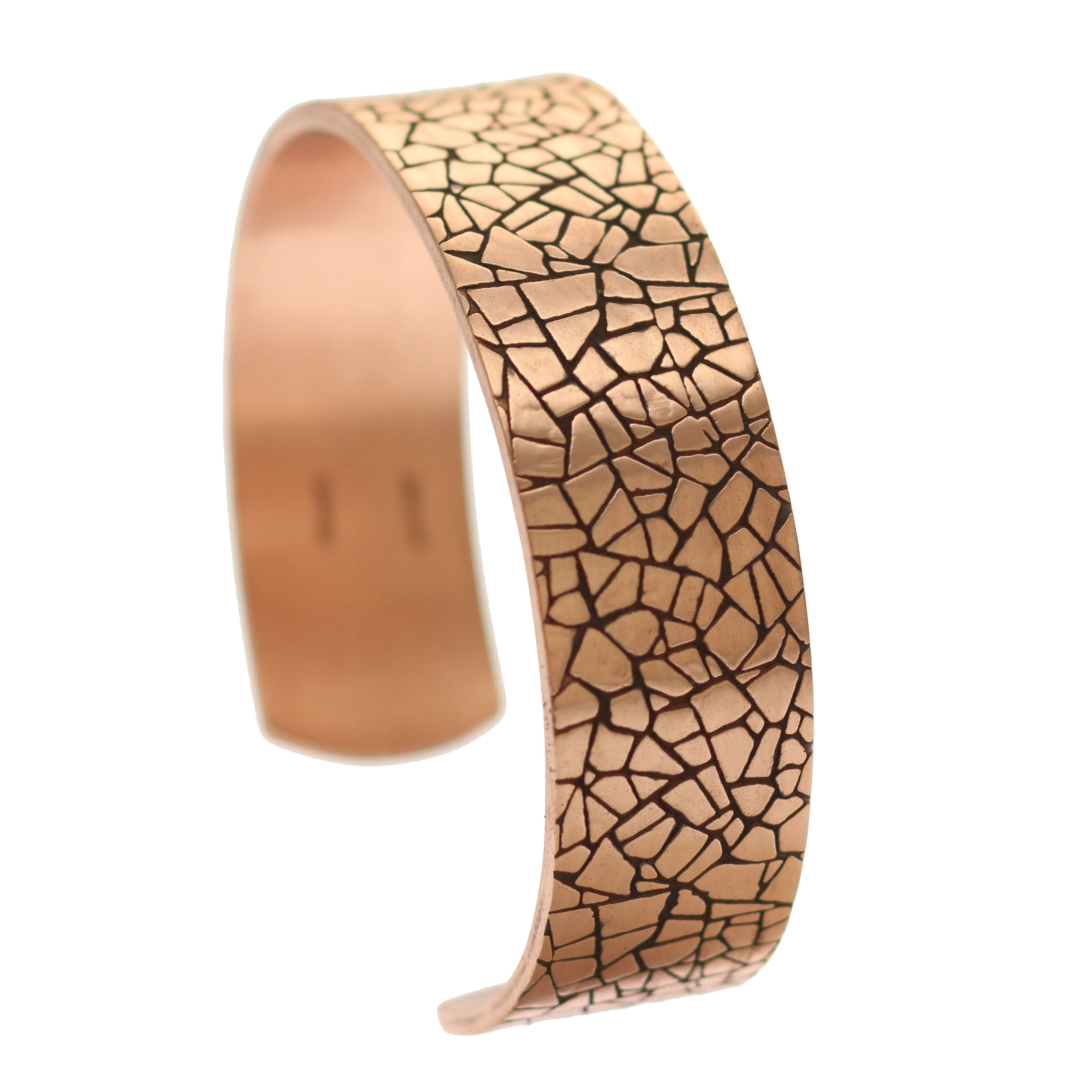 Men's Mosaic Embossed Solid Copper Cuff - 3/4 Inch Wide