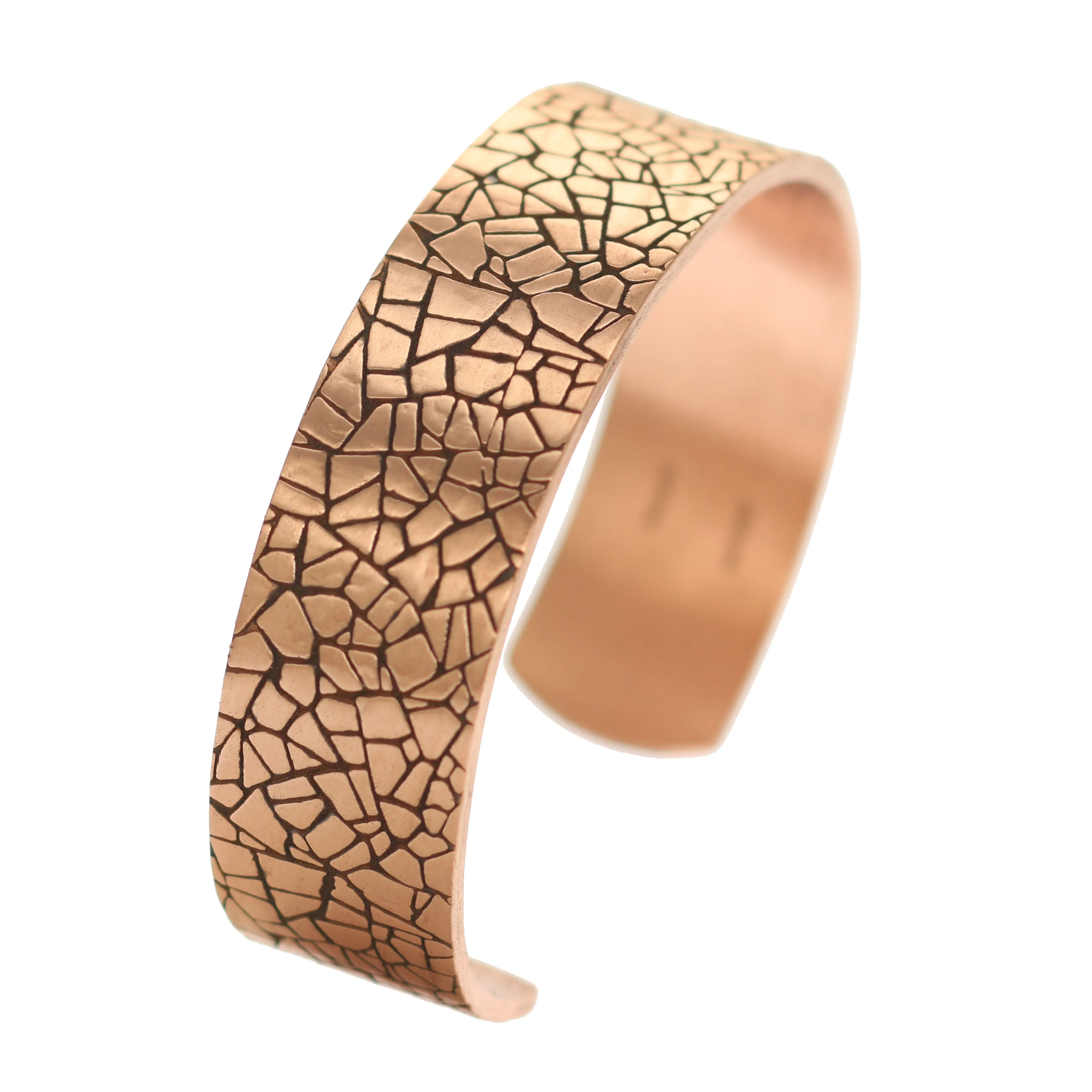 Men's Mosaic Embossed Solid Copper Cuff - 3/4 Inch Wide