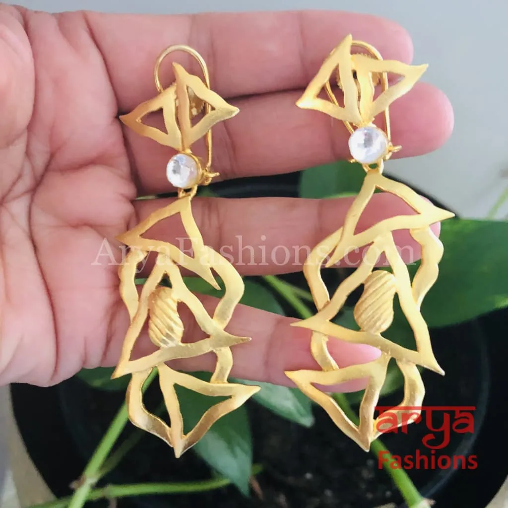 Misha Long Fusion Earrings/Geometrical Earrings/ Handmade Earrings