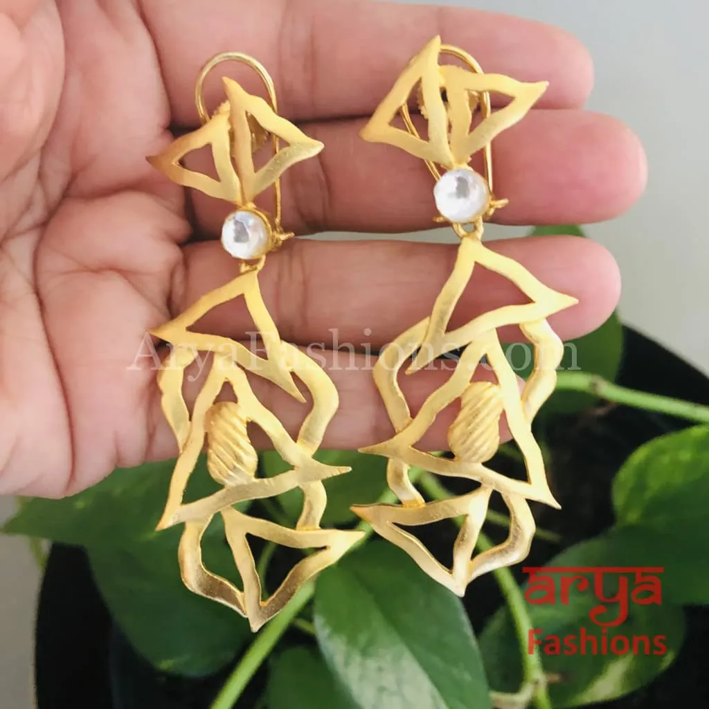 Misha Long Fusion Earrings/Geometrical Earrings/ Handmade Earrings