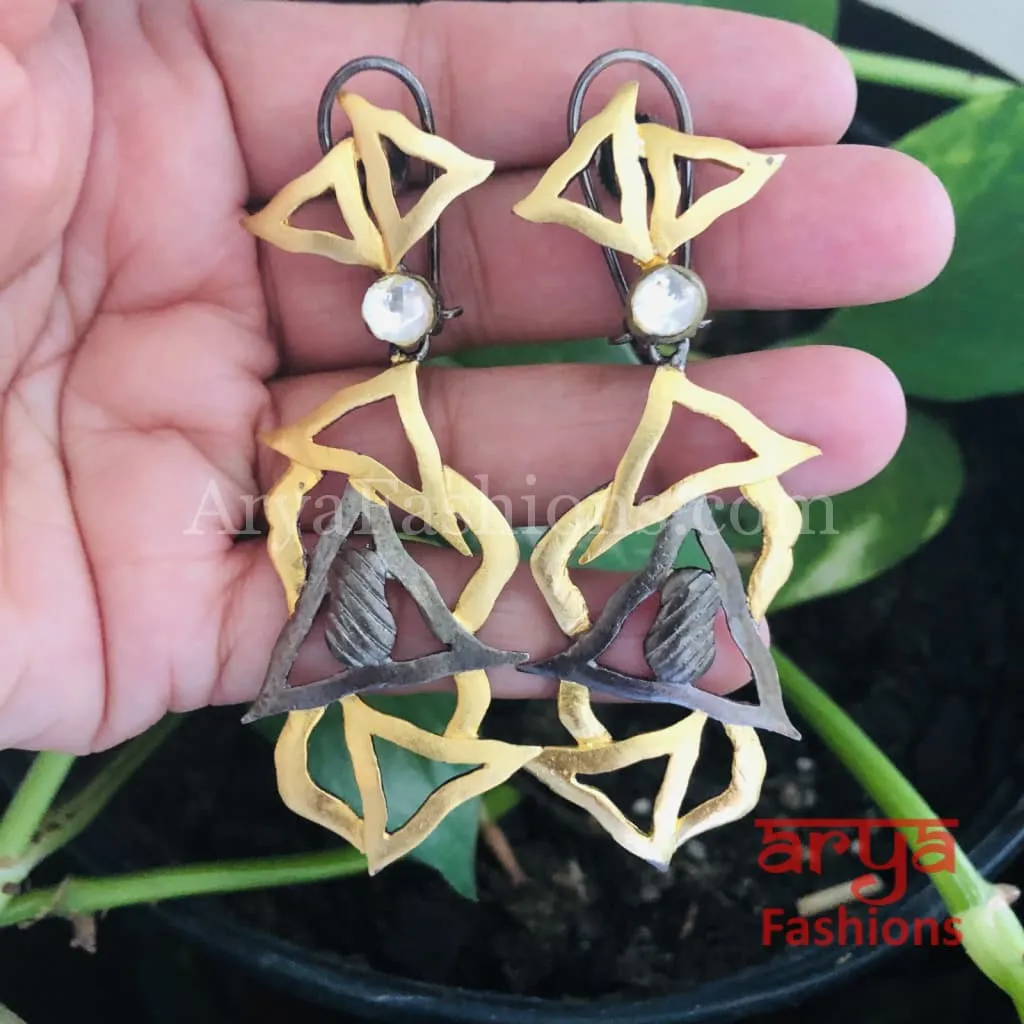 Misha Long Fusion Earrings/Geometrical Earrings/ Handmade Earrings