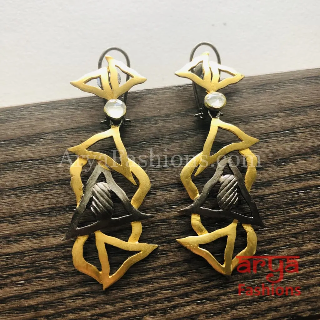 Misha Long Fusion Earrings/Geometrical Earrings/ Handmade Earrings