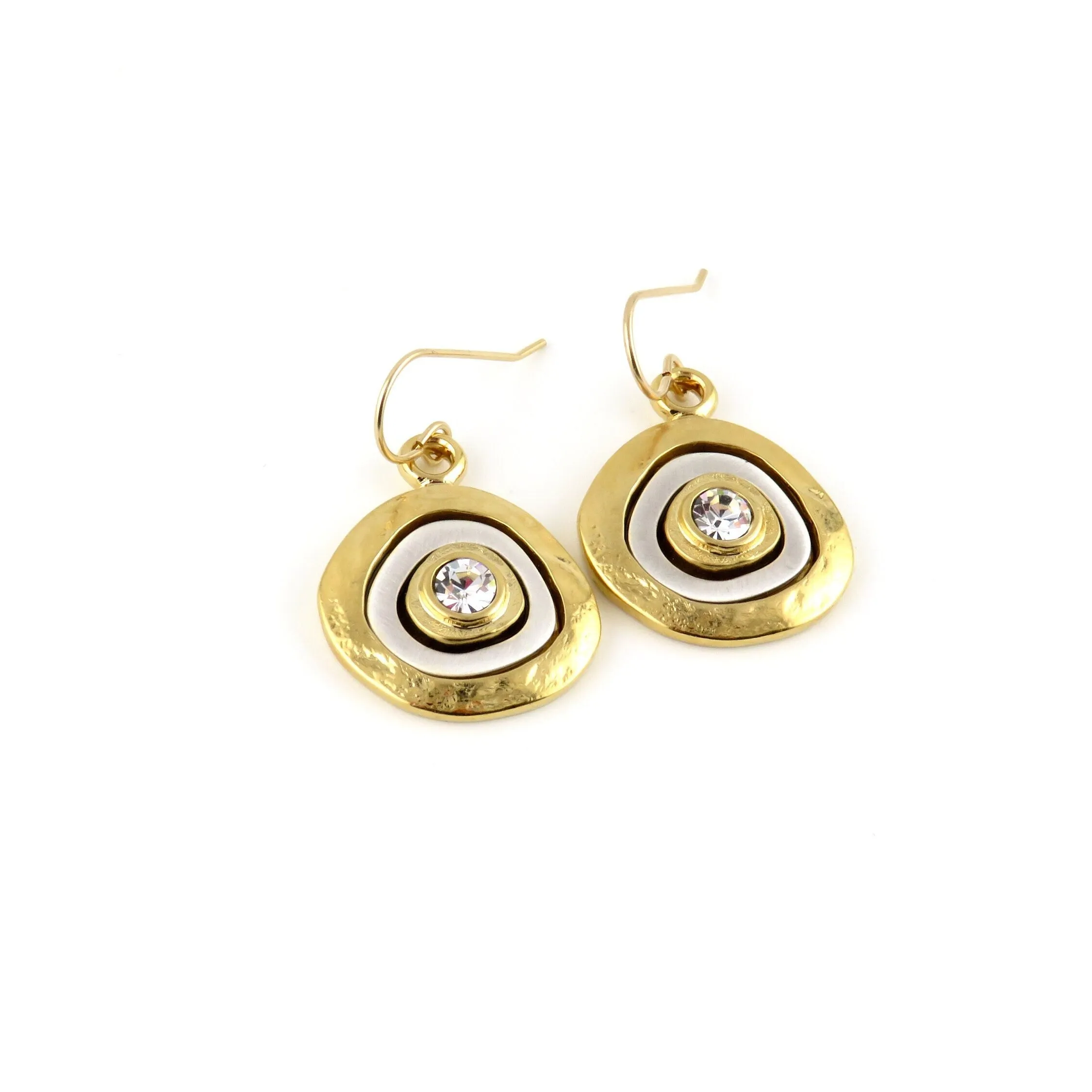 Mixed Metal Gold Medallion Earrings - GF wire