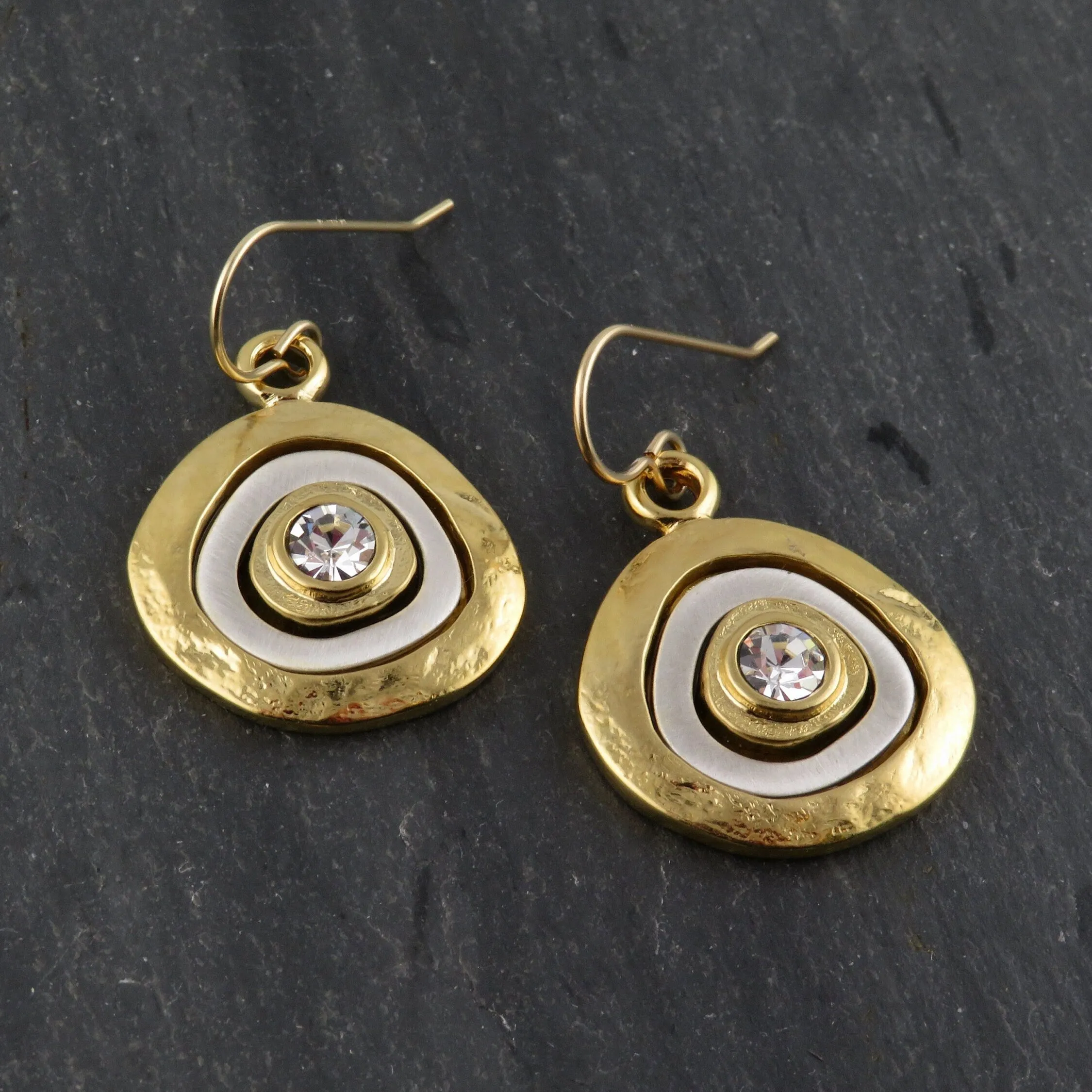 Mixed Metal Gold Medallion Earrings - GF wire