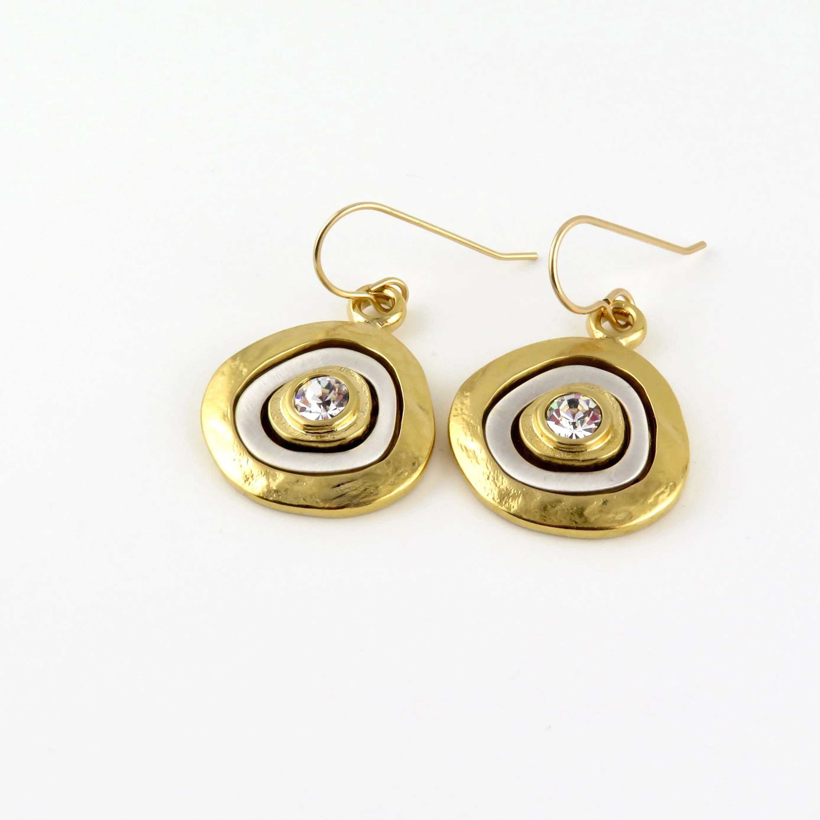 Mixed Metal Gold Medallion Earrings - GF wire