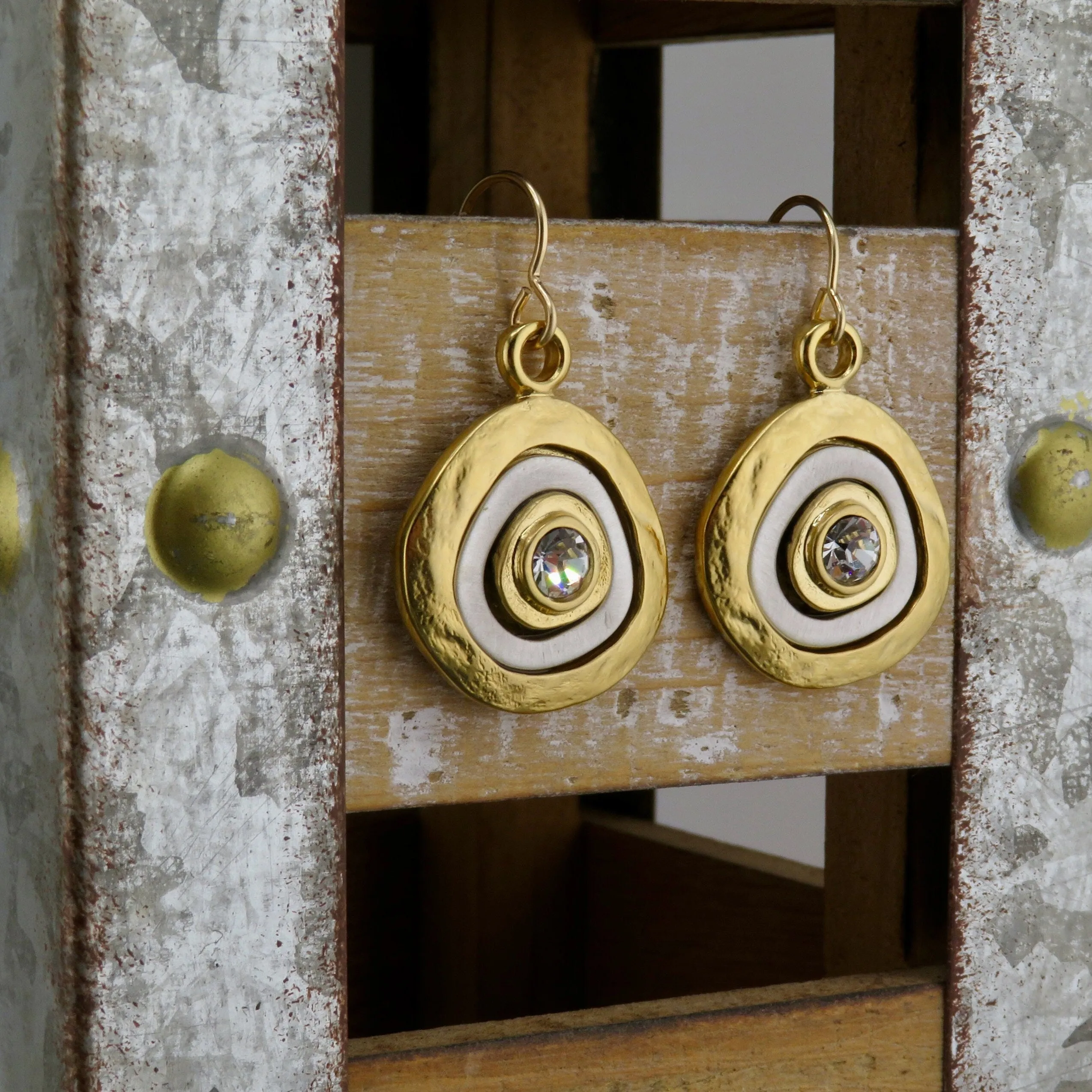 Mixed Metal Gold Medallion Earrings - GF wire