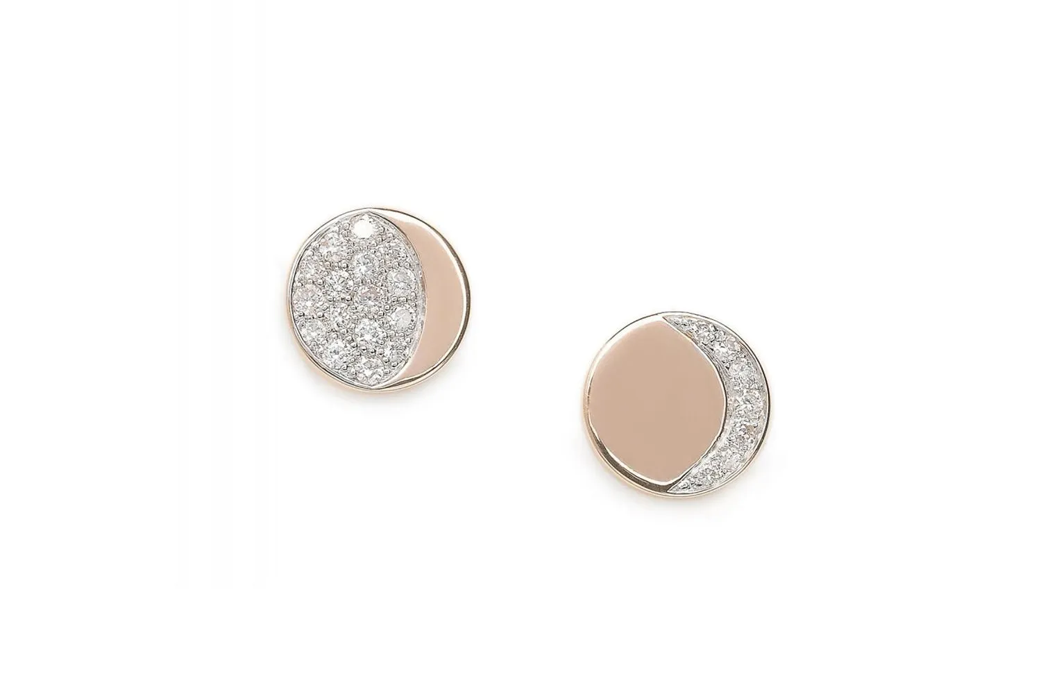 Moon Phase Mismatched Studs Rose Gold