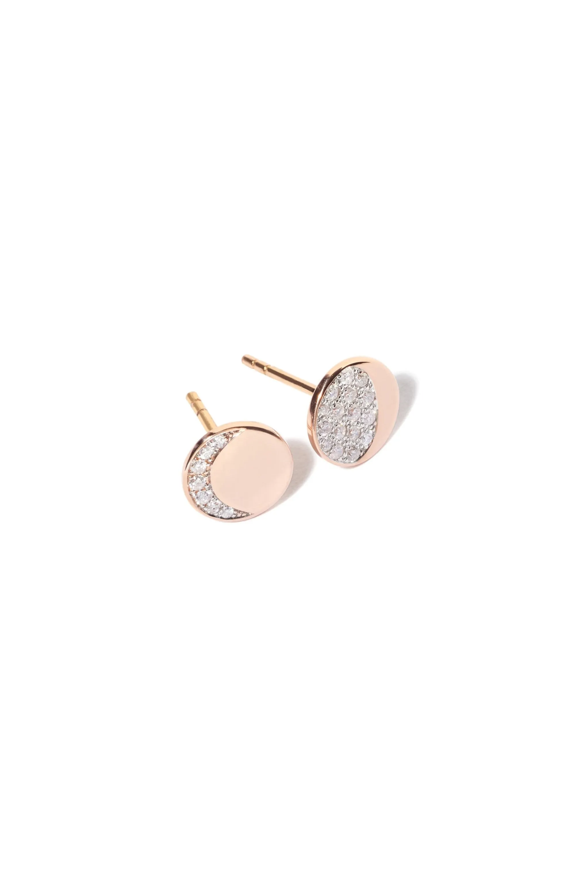 Moon Phase Mismatched Studs Rose Gold