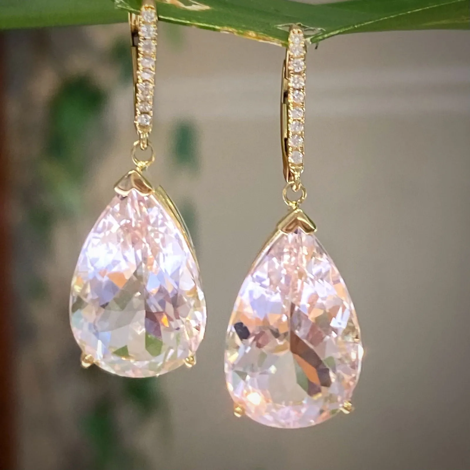 Morganite Pear Drop Earrings