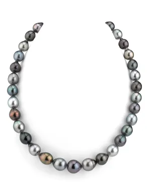 Multi-Color Tahitian Smooth Drop-Shape Pearl Necklace, 9.0-11.0mm - AAAA Quality