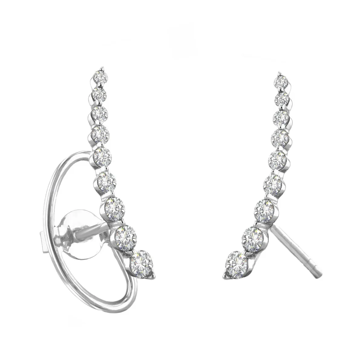 New York Collection Diamond Climber Earrings | 9K White Gold