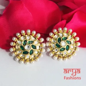 Pacchi Kundan Pearl Round Studs