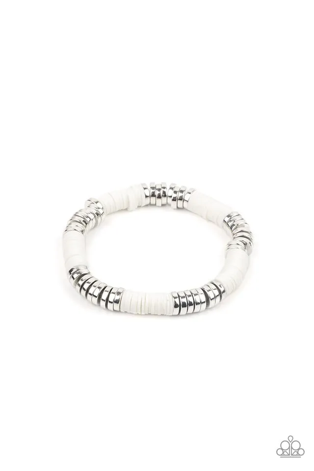 Paparazzi Bracelet ~ Stacked In Your Favor - White